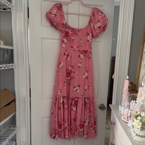 LoveShackFancy Pink Floral Womens Dress
